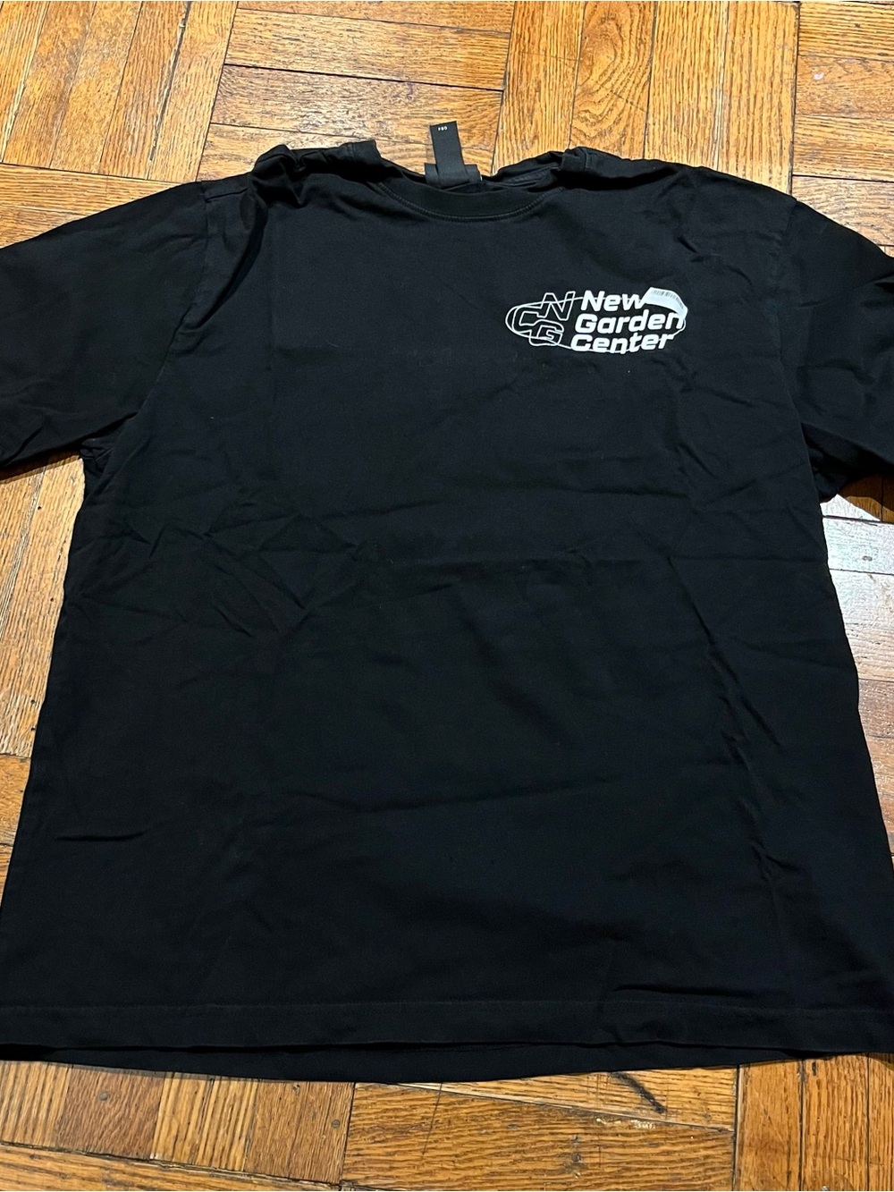 (🧵3 for $30🧵) H&M Black Short-Sleeve Tee with White 'New Garden Center' Logo
